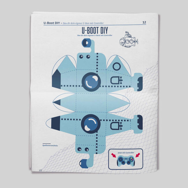 Conspirasea newspaper mockup with diy submarine