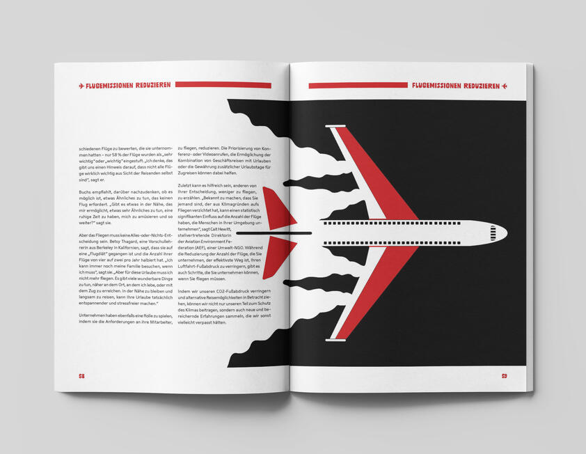 mockup of a magazine. View: airplane illustration
